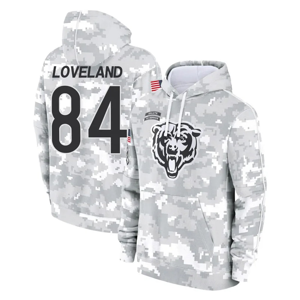 C.Bears #84 Colston Loveland Player Arctic Camo Salute to Service Pullover Hoodies Limited Ldoa Stitched Jerseys