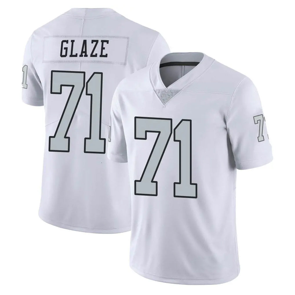 LV.Raiders #71 DJ Glaze Player White Limited Color Rush Home Game Ldoa Stitched Jerseys