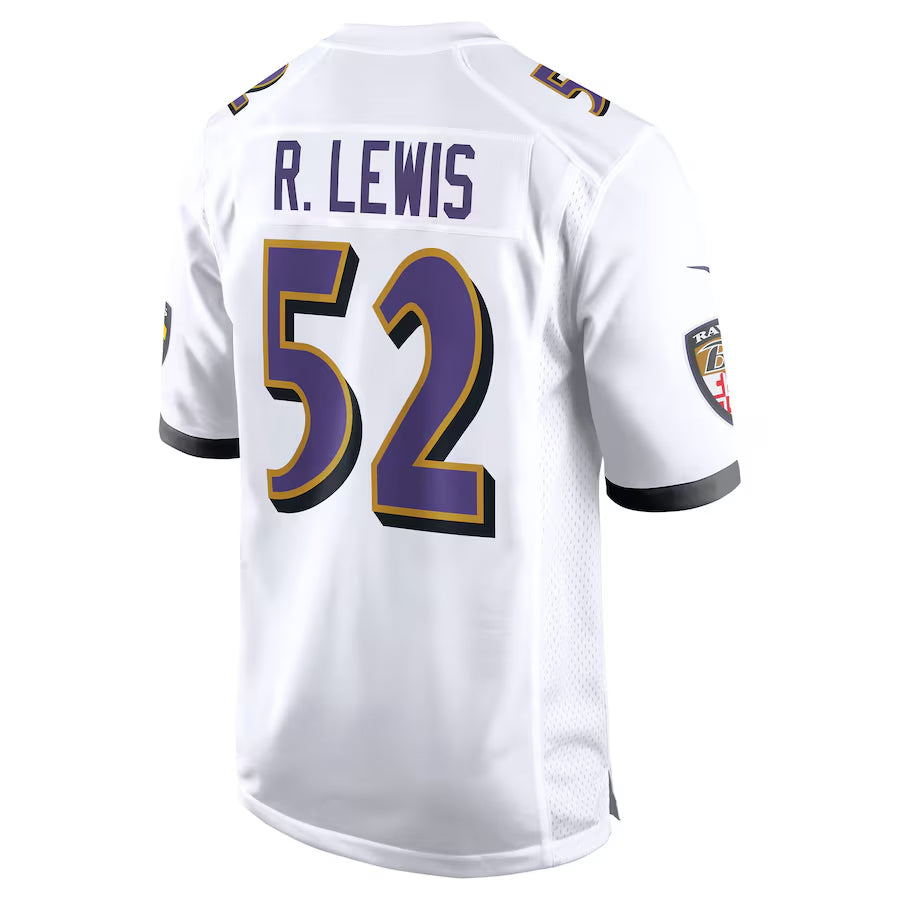 B.Ravens #52 Ray Lewis Player White Alternate Home Ldoa Stitched Jerseys