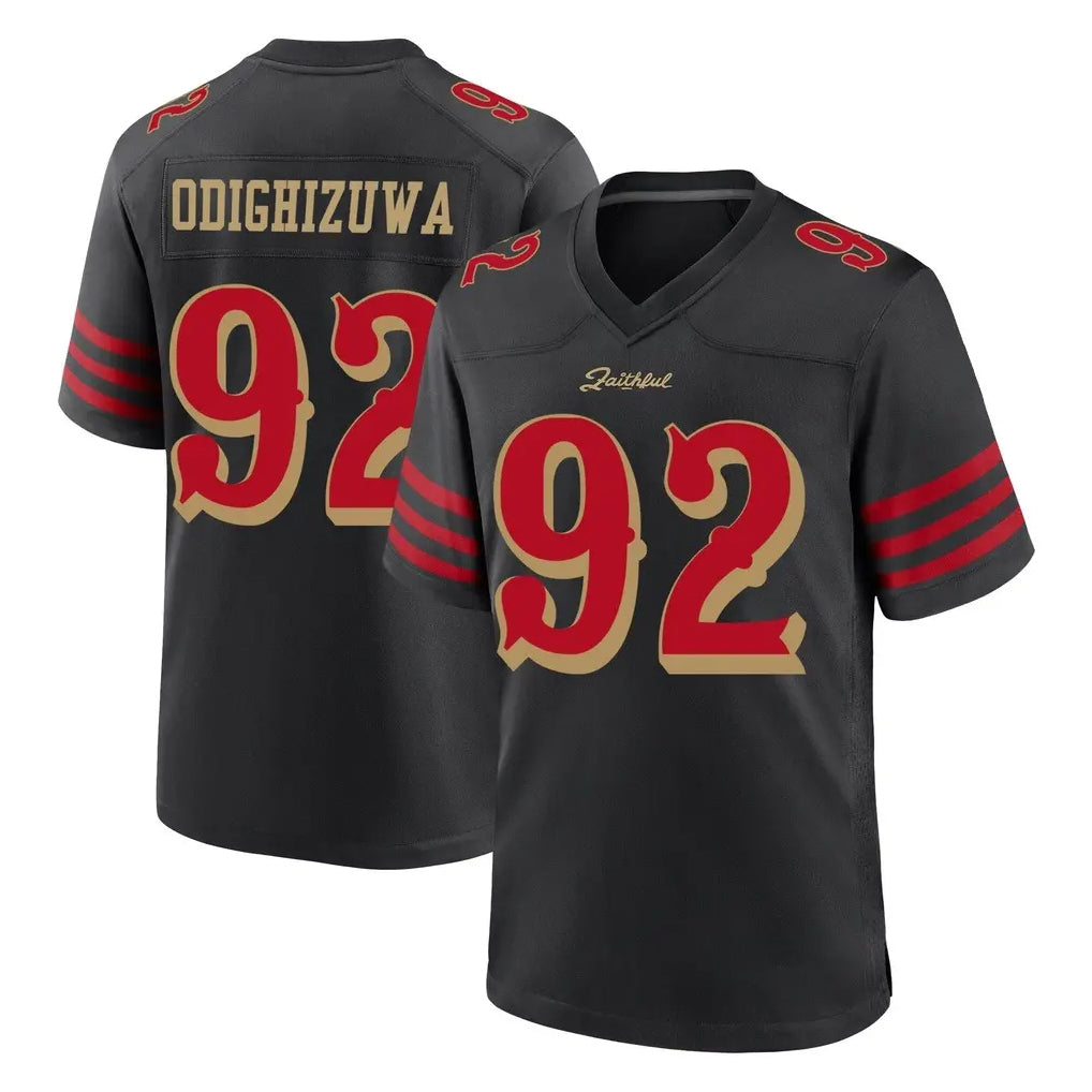 SF.49ers #92 Osa Odighizuwa Player Black Rivalries Collection Home Game Ldoa Stitched Jerseys