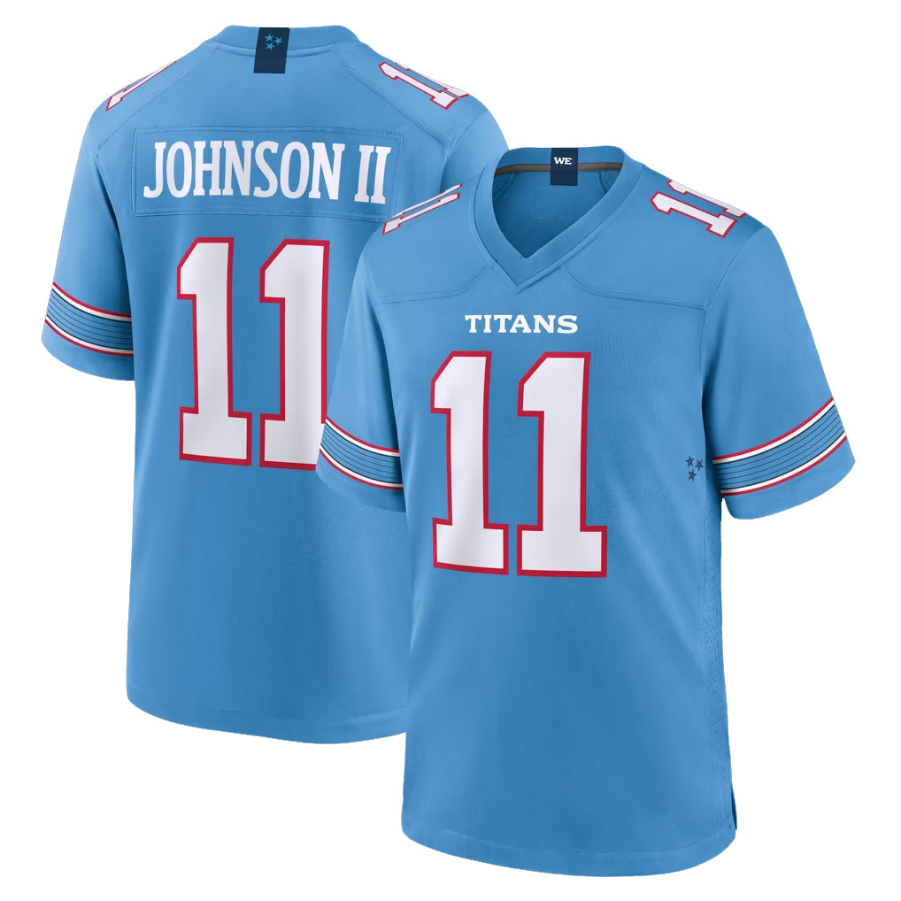 T.Titans #11 Jermaine Johnson II Player Light Blue 2026 Game Home Ldoa Stitched Jerseys