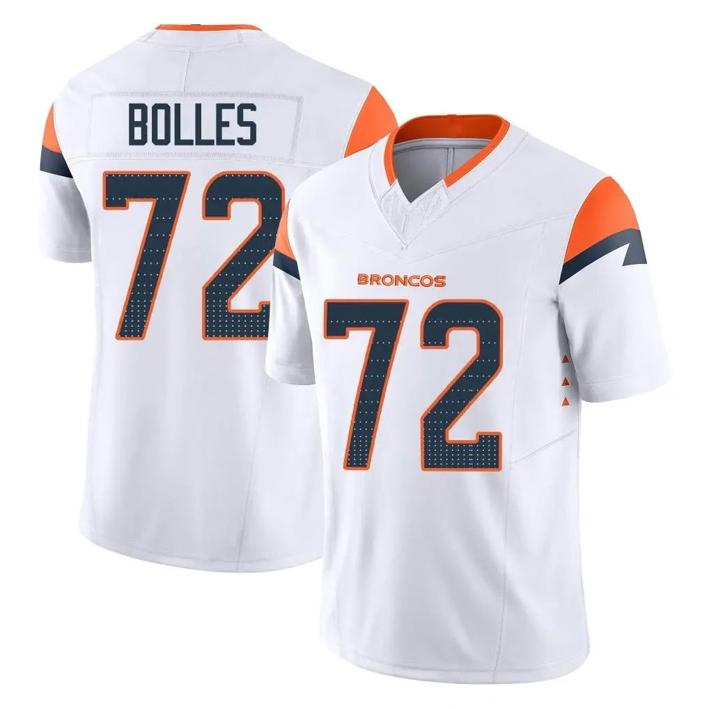 D.Broncos #72 Garett Bolles Player White Limited Vapor F.U.S.E. Home Game Ldoa Stitched Jerseys