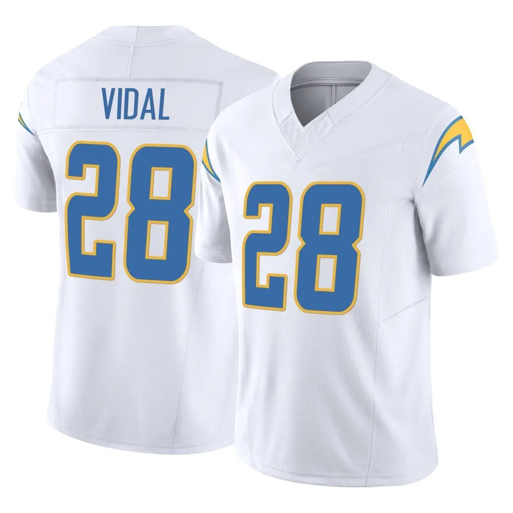 LA.Chargers #28 Kimani Vidal Player White Limited Vapor F.U.S.E. Home Game Ldoa Stitched Jerseys