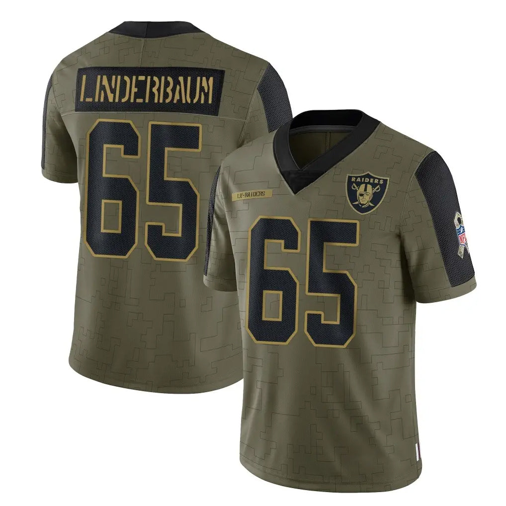 LV.Raiders #65 Tyler Linderbaum Player Olive Salute To Service Limited Game Ldoa Stitched Jerseys
