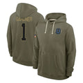 IN.Colts #1 Sauce Gardner Player Olive Salute to Service Pullover Hoodies Limited Ldoa Stitched Jerseys
