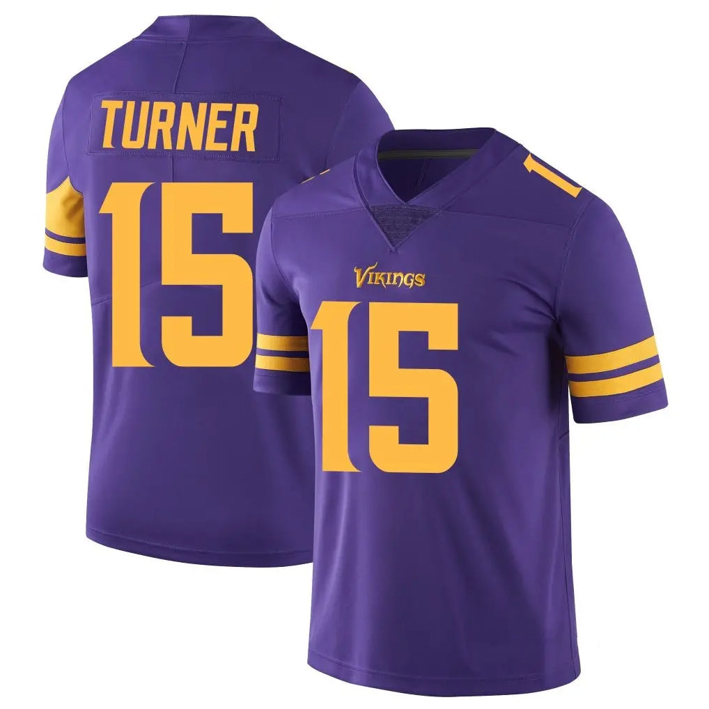 M.Vikings #15 Dallas Turner Player Purple Limited Color Rush Home Game Ldoa Stitched Jerseys