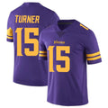 M.Vikings #15 Dallas Turner Player Purple Limited Color Rush Home Game Ldoa Stitched Jerseys