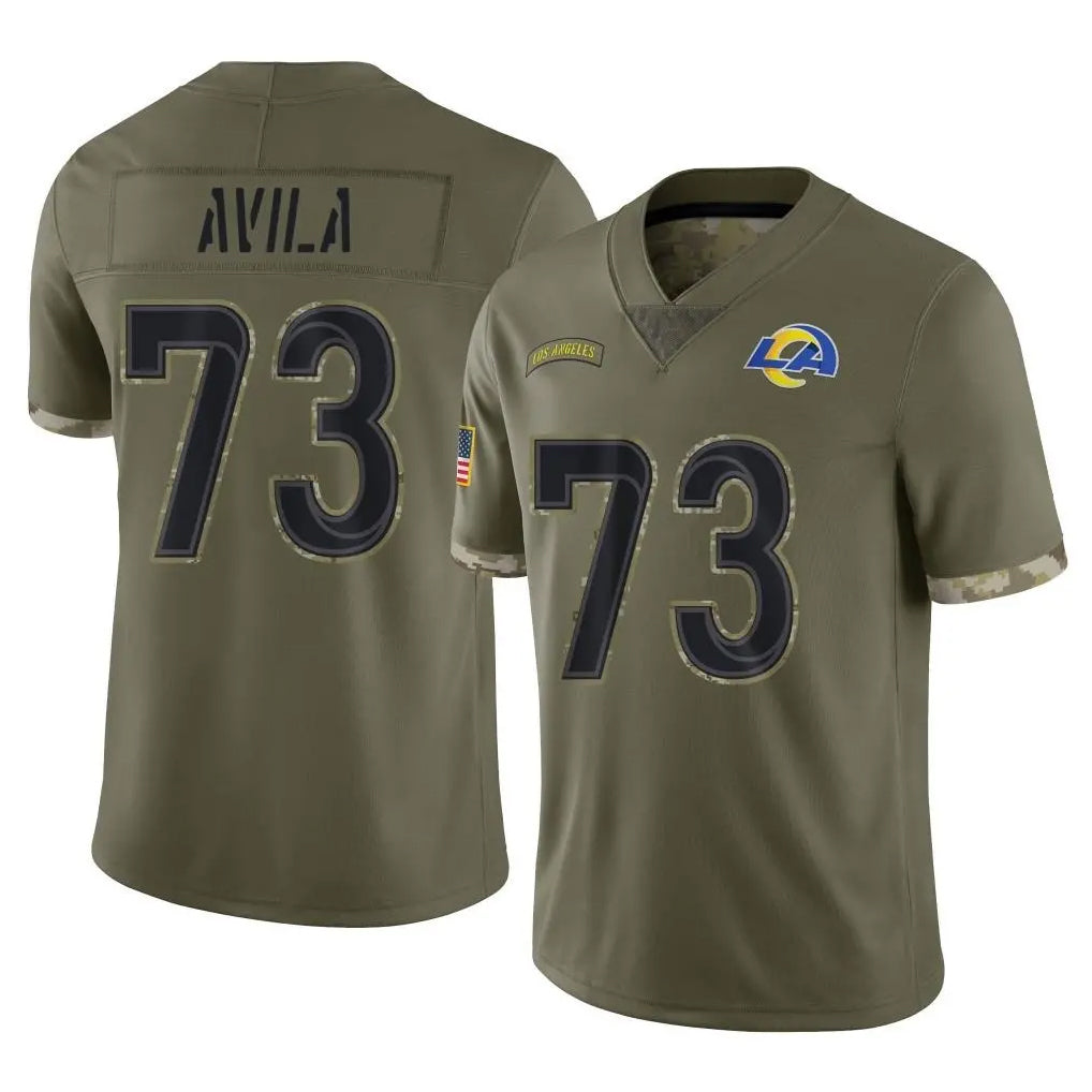 LA.Rams #73 Steve Avila Player Olive Salute To Service Limited Ldoa Stitched Jerseys