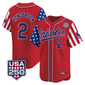 B.Orioles #2 Gunnar Henderson Player Red USA 250 Independence Day Vapor Premier Limited Home Game Ldoa Stitched Jerseys
