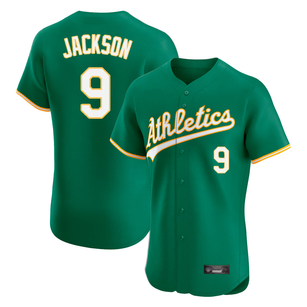 Athletics #9 Reggie Jackson Player Kelly Green Limited Elite Home Game Ldoa Stitched Jerseys