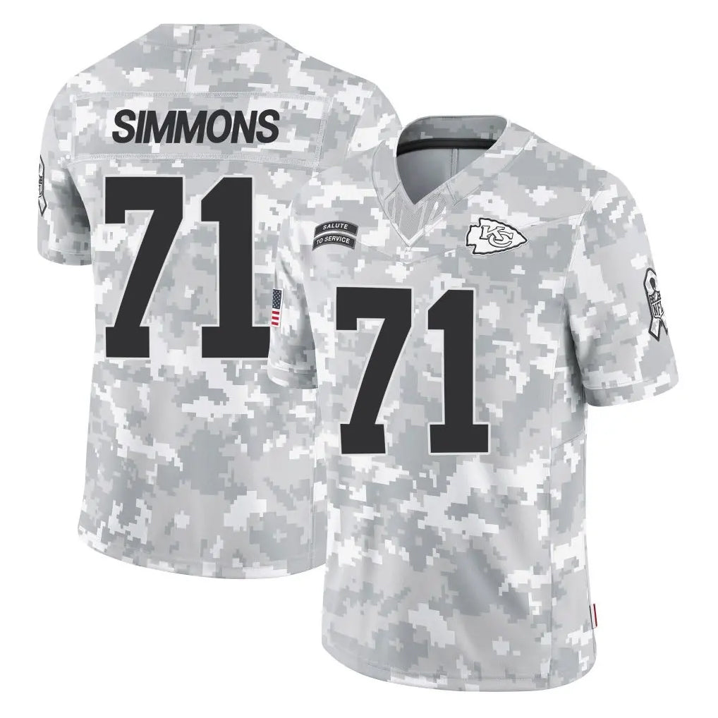 KC.Chiefs #71 Josh Simmons Player Arctic Camo Salute To Service Limited Game Ldoa Stitched Jerseys