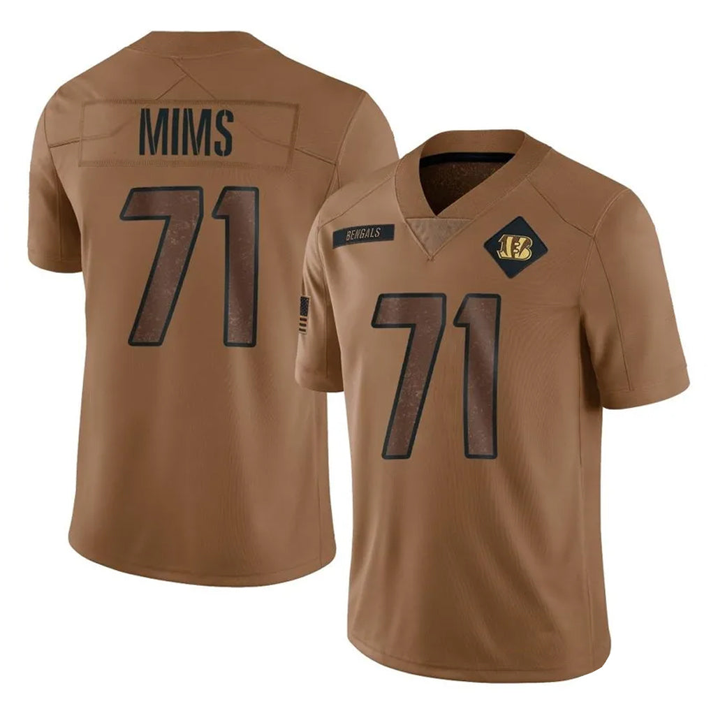 C.Bengals #71 Amarius Mims Player Brown Salute to Service Limited Ldoa Stitched Jerseys