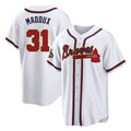 A.Braves #31 Greg Maddux Player White Gold Home Game Ldoa Stitched Jerseys