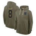 C.Panthers #8 Jaycee Horn Player Olive Salute to Service Hoodies Game Ldoa Stitched Jerseys