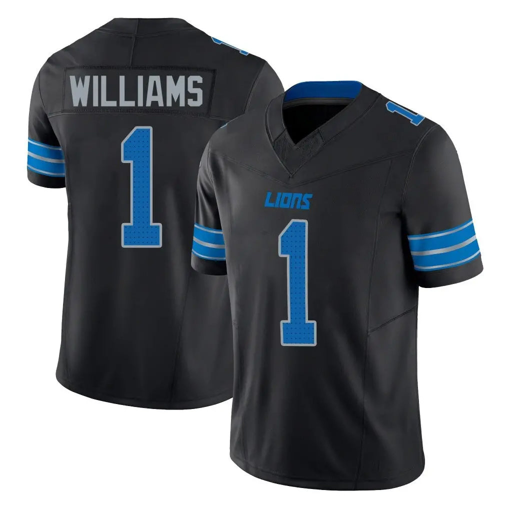D.Lions #1 Jameson Williams Player Black Alternate Vapor F.U.S.E. Limited Home Game Ldoa Stitched Jerseys