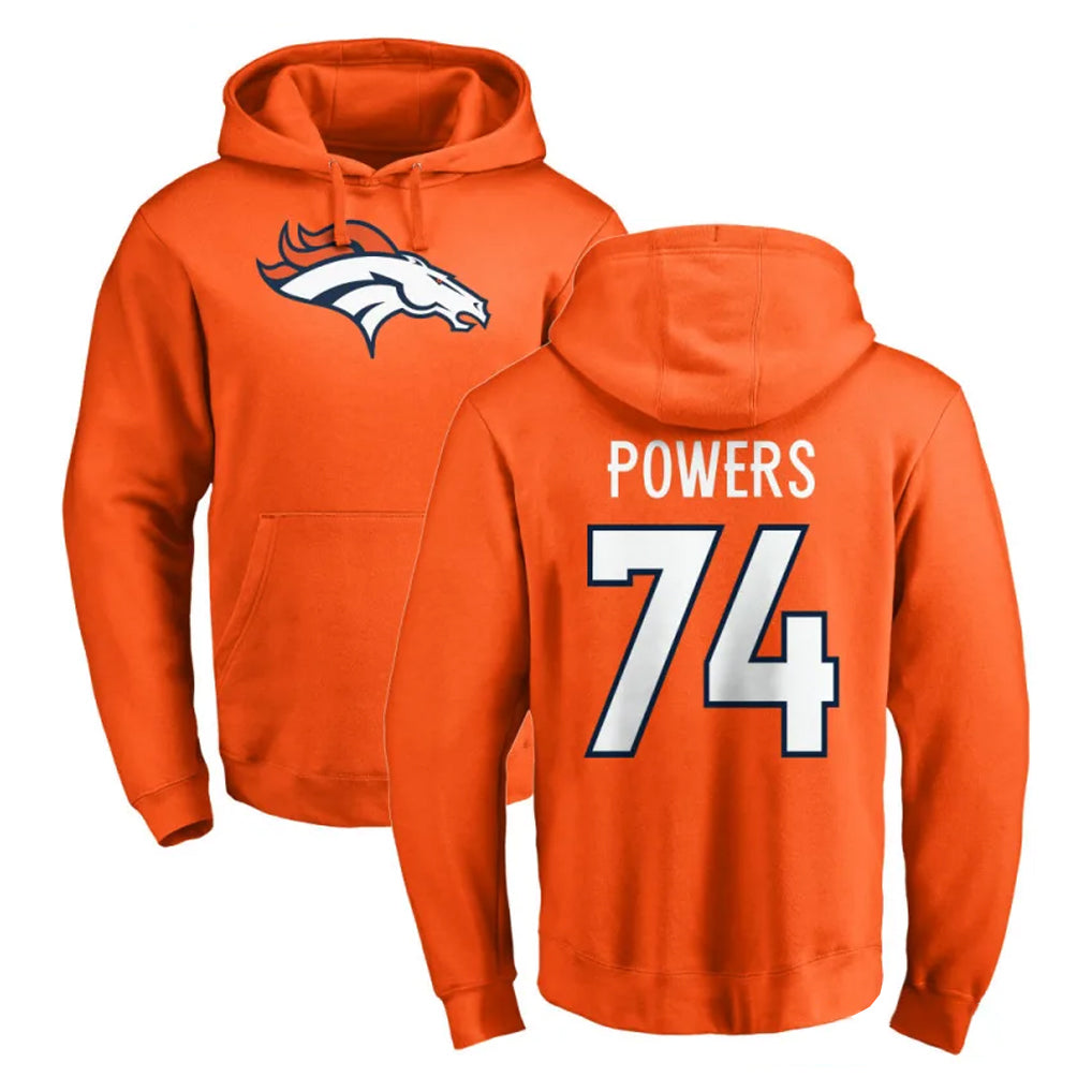 D.Broncos #74 Ben Powers Player Orange Pullover Hoodie Limited Ldoa Stitched Jerseys