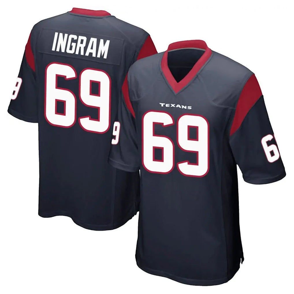 H.Texans #69 Ed Ingram Player Navy Home Game Ldoa Stitched Jerseys