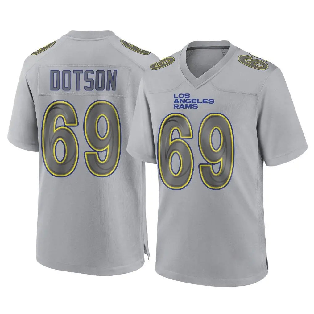 LA.Rams #69 Kevin Dotson Player Gray Atmosphere Fashion Home Game Ldoa Stitched Jerseys
