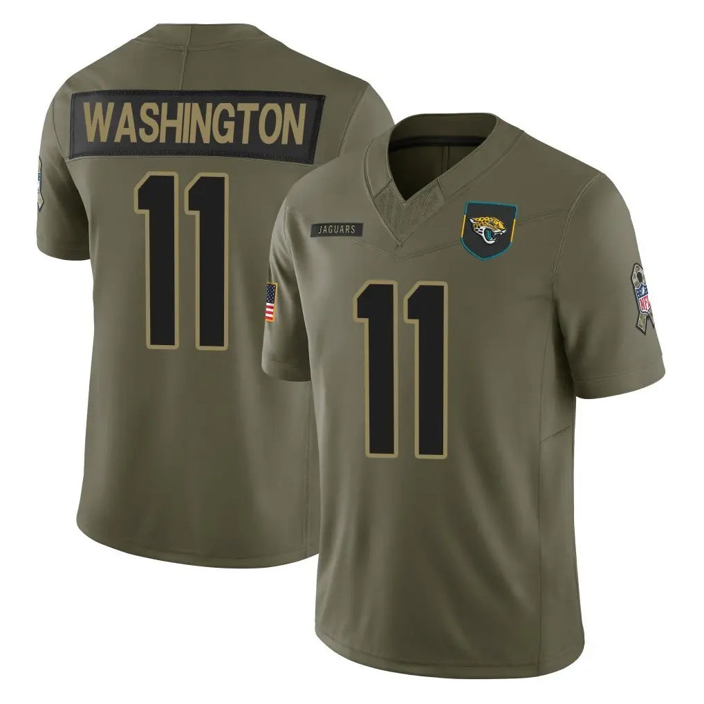 J.Jaguars #11 Parker Washington Player Olive 2025 Salute To Service Limited Game Ldoa Stitched Jerseys