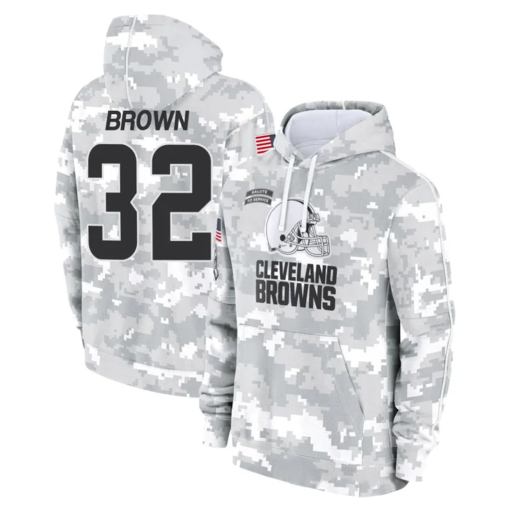 C.Browns #32 Jim Brown Player Arctic Camo Salute to Service Hoodies Limited Game Ldoa Stitched Jerseys