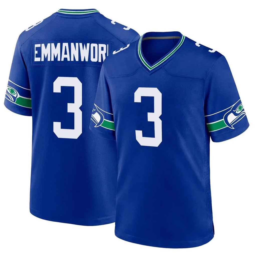 S.Seahawks #3 Nick Emmanwori Player Royal Throwback Home Game Ldoa Stitched Jerseys