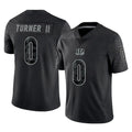 C.Bengals #0 DJ Turner II Player Black Reflective Limited Game Ldoa Stitched Jerseys