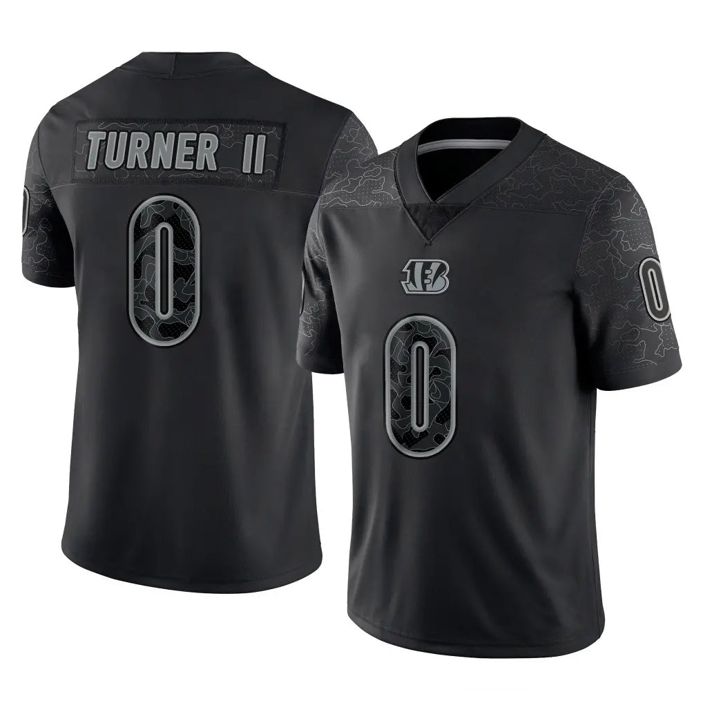 C.Bengals #0 DJ Turner II Player Black Reflective Limited Game Ldoa Stitched Jerseys