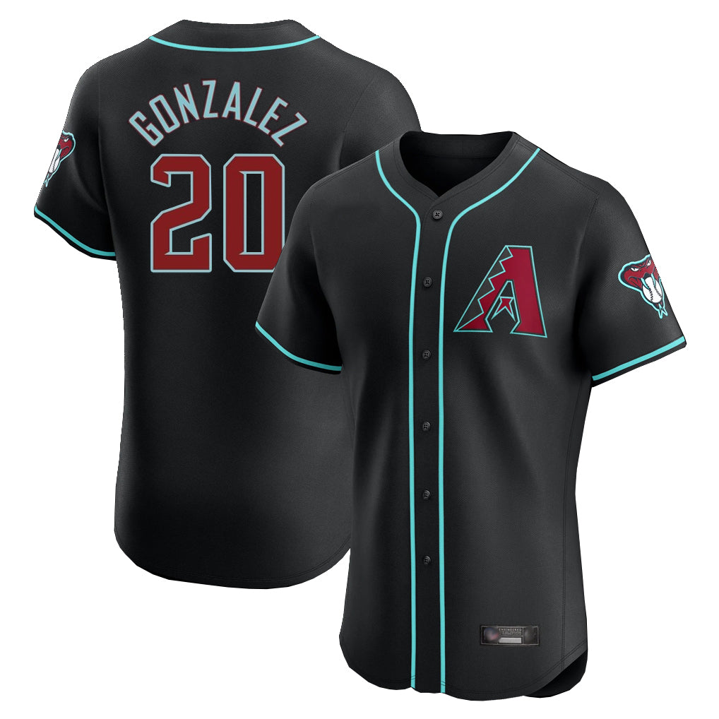 A.Diamondbacks #20 Luis Gonzalez Player Black Limited Elite Home Game Ldoa Stitched Jerseys