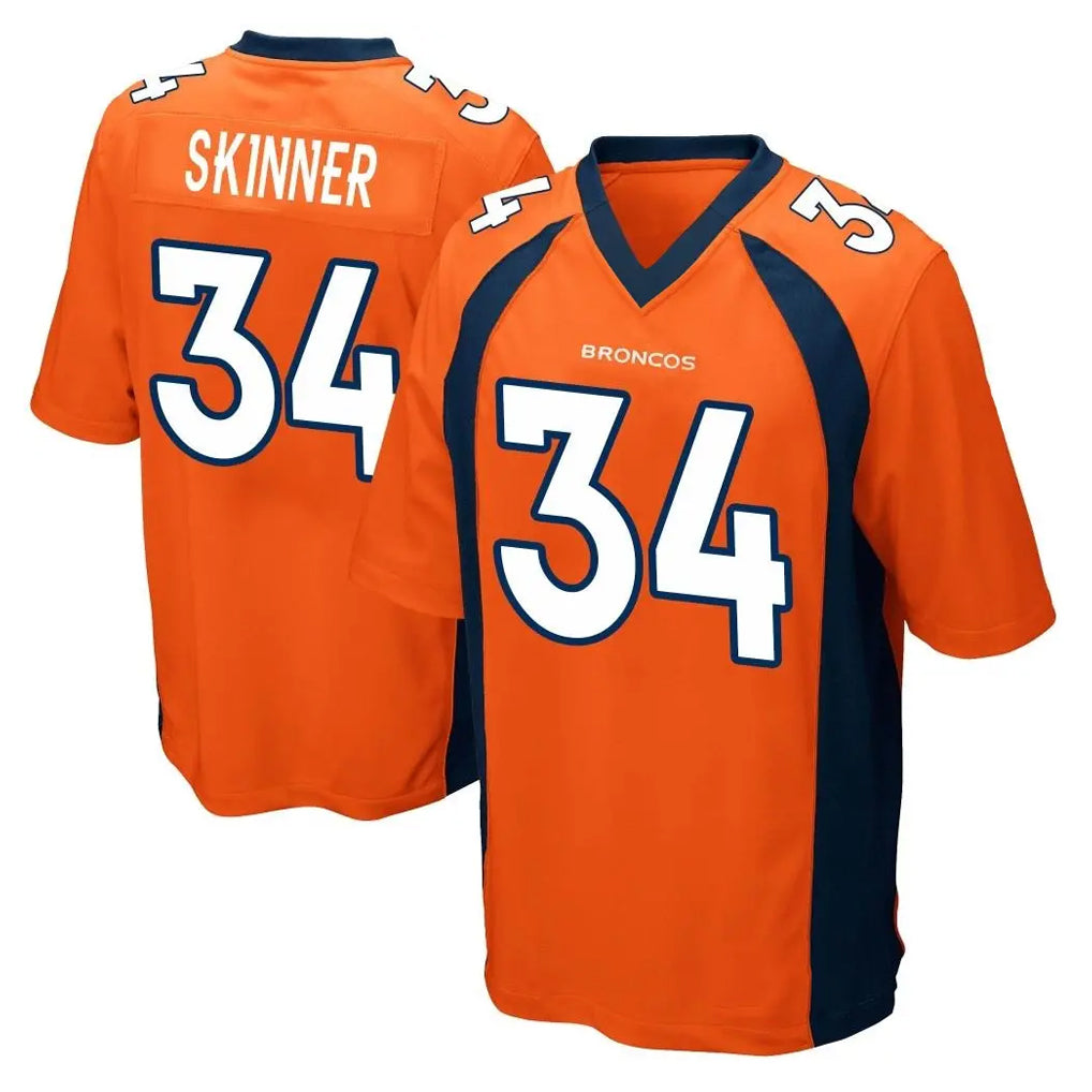 D.Broncos #34 JL Skinner Player Orange Color Home Game Ldoa Stitched Jerseys