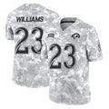 LA.Rams #23 Kyren Williams Player Arctic Camo Salute To Service Limited Game Ldoa Stitched Jerseys