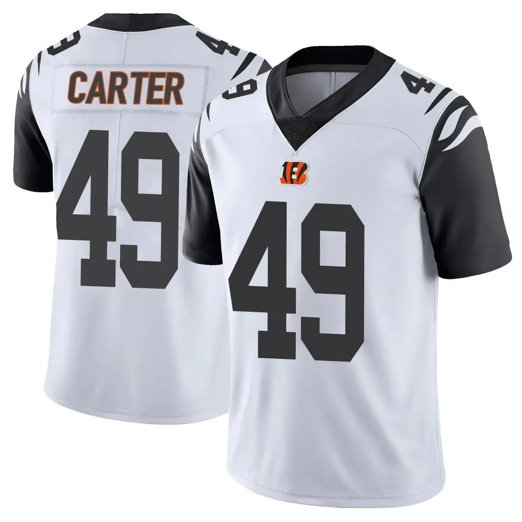 C.Bengals #49 Barrett Carter Player White Color Rush Vapor Untouchable Limted Home Game Ldoa Stitched Jerseys