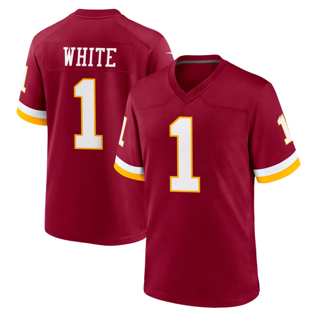 W.Commanders #1 Rachaad White Player Burgundy Game Home Ldoa Stitched Jerseys