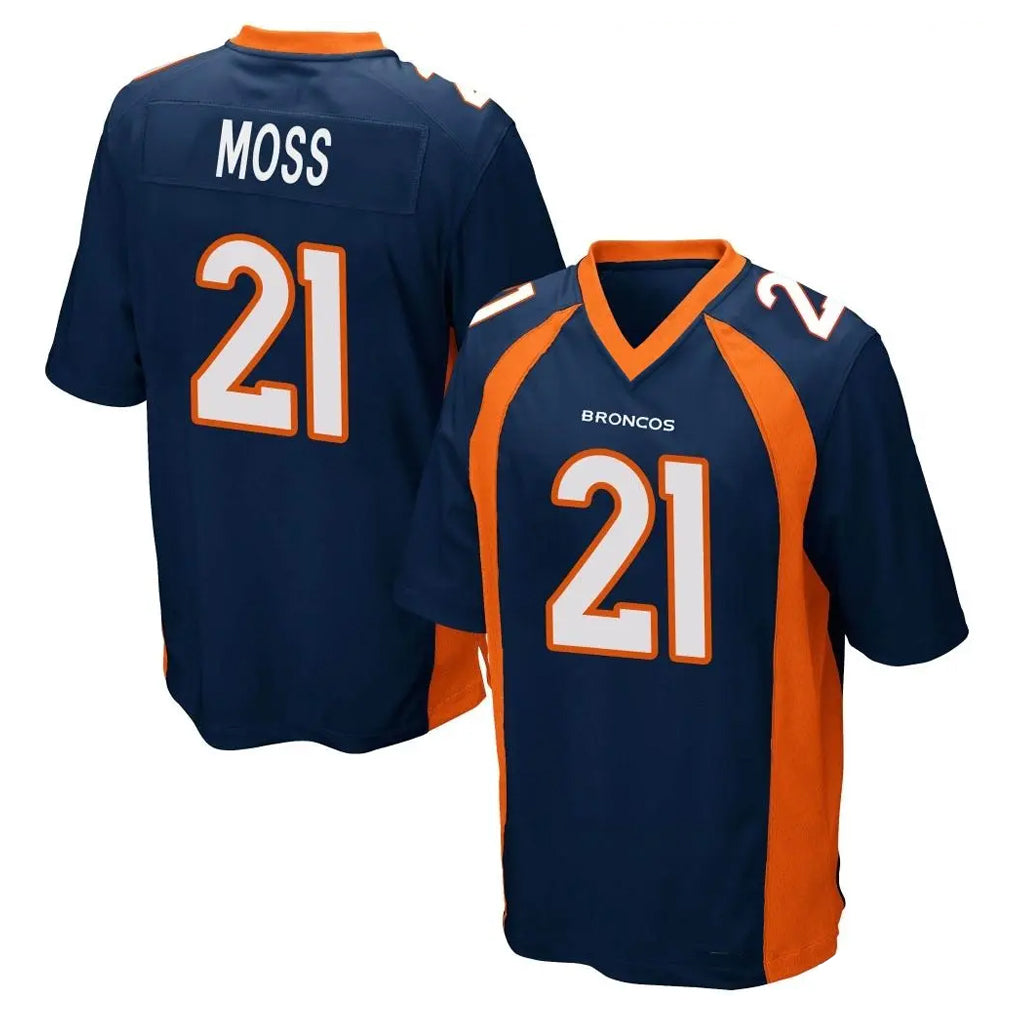 D.Broncos #21 Riley Moss Player Navy Game Ldoa Stitched Jerseys