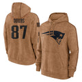 NE.Patriots #87 Romeo Doubs Player Brown Salute to Service Pullover Hoodies Limited Game Ldoa Stitched Jerseys