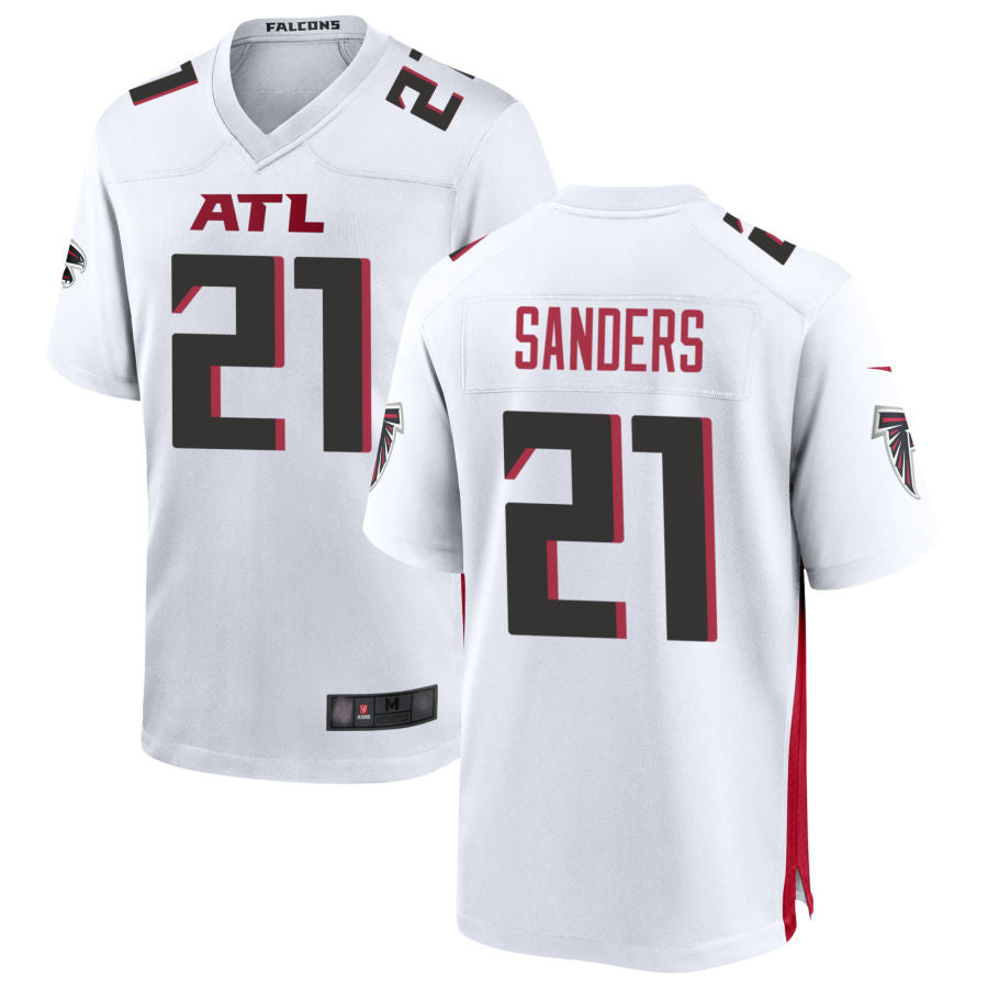 A.Falcons #21 Deion Sanders Player White Home Game Ldoa Stitched Jerseys