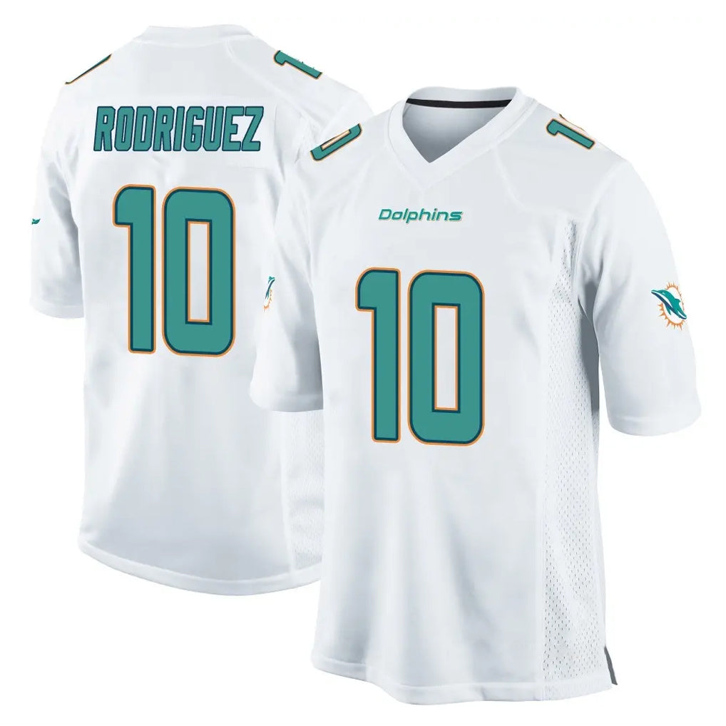 M.Dolphins #10 Jacob Rodriguez Player White Home Game Ldoa Stitched Jerseys