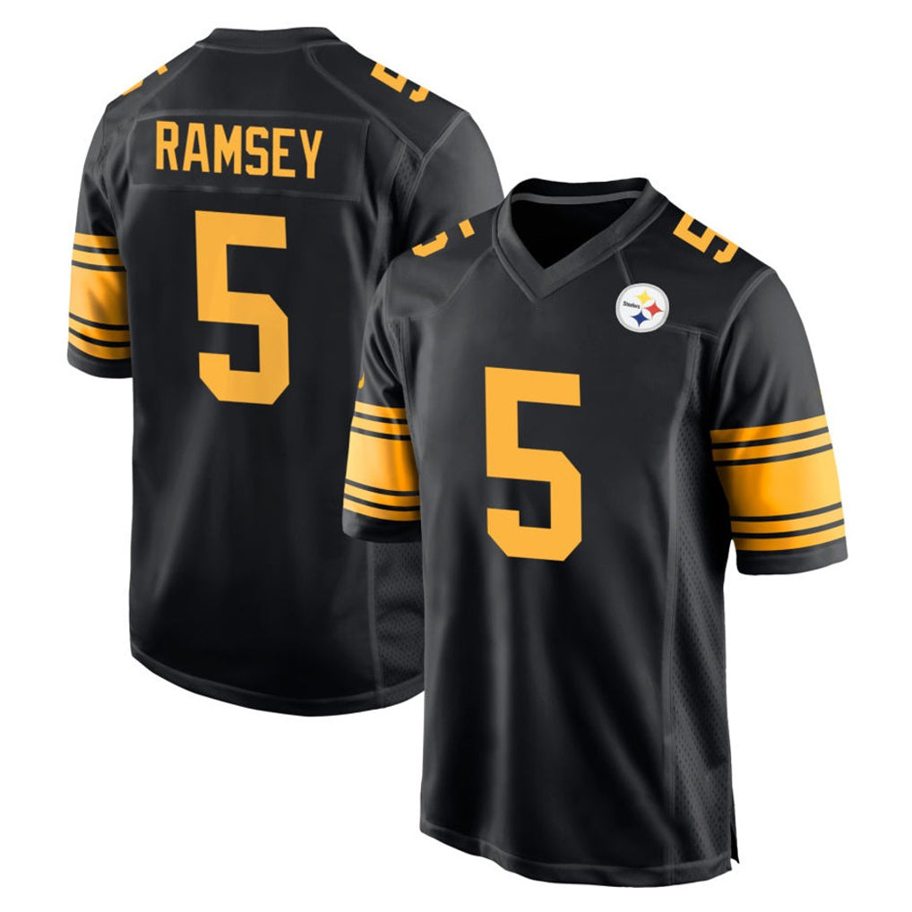 P.Steelers #5 Jalen Ramsey Player Black Color Rush Home Game Ldoa Stitched Jerseys