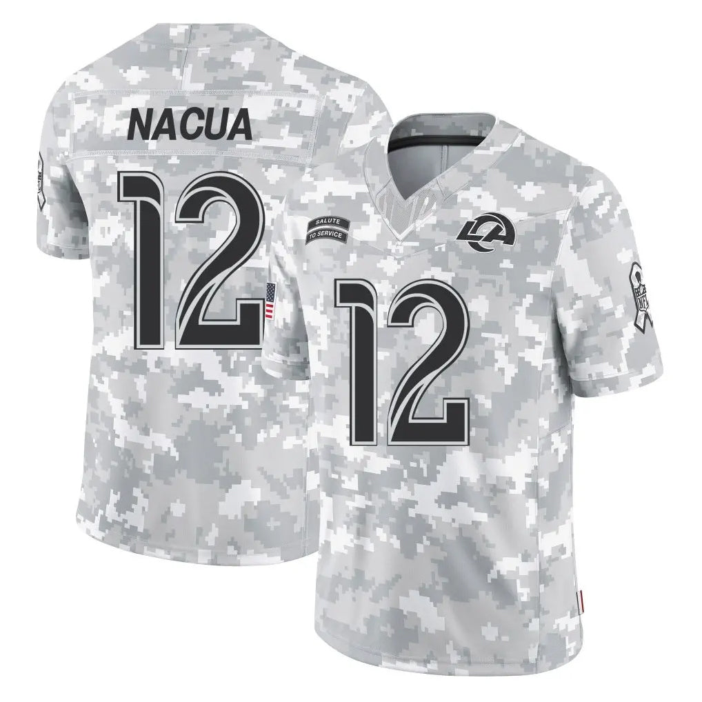 LA.Rams #12 Puka Nacua Player Arctic Camo Salute To Service Limited Game Ldoa Stitched Jerseys