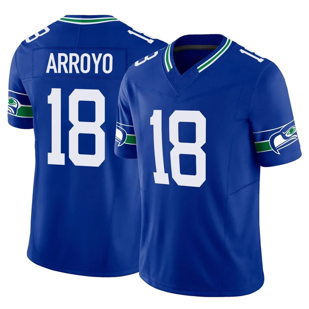 S.Seahawks #18 Elijah Arroyo Player Royal Limited Throwback Vapor F.U.S.E. Home Game Ldoa Stitched Jerseys