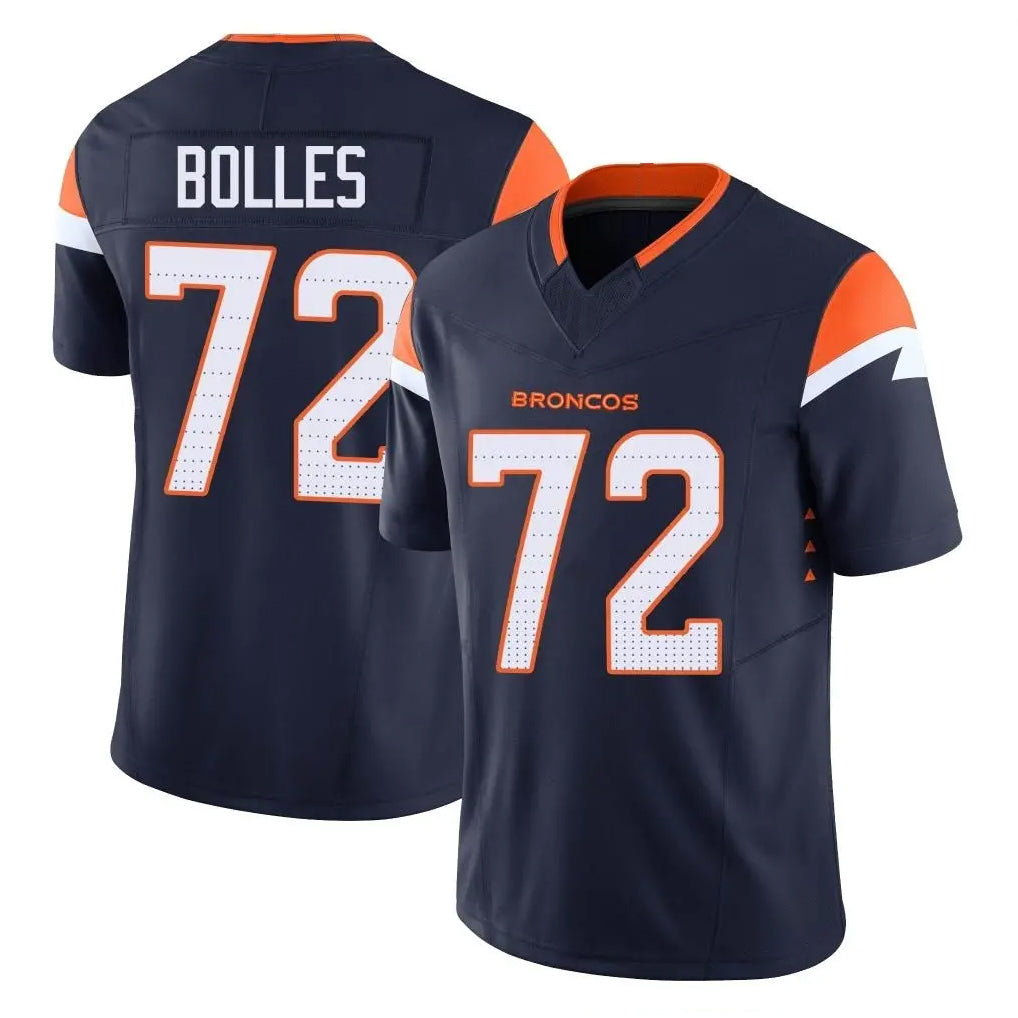 D.Broncos #72 Garett Bolles Player Navy Limited Vapor F.U.S.E. Home Game Ldoa Stitched Jerseys