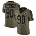 GB.Packers #90 Lukas Van Ness Player Olive Salute To Service Limited Game Ldoa Stitched Jerseys