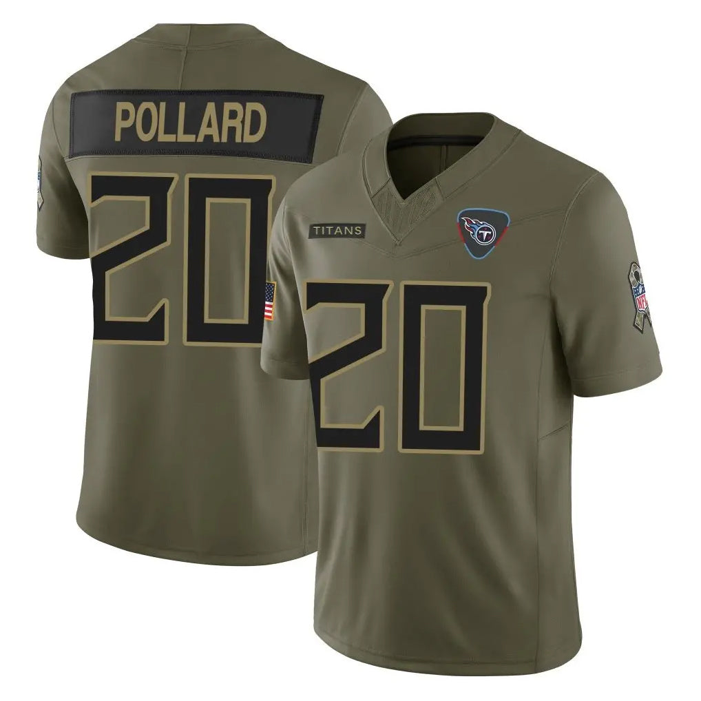 T.Titans #20 Tony Pollard Player Olive Limited 2025 Salute to Service Home Game Ldoa Stitched Jerseys