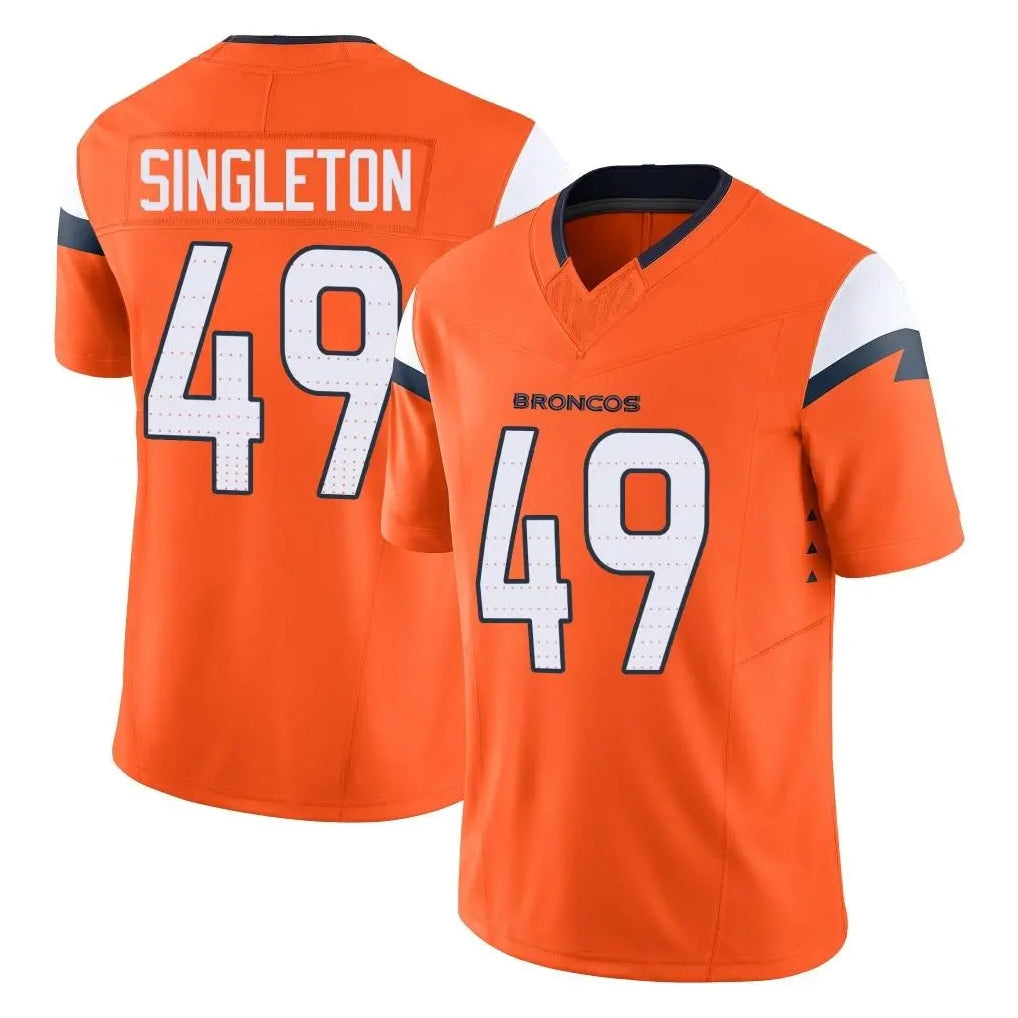 D.Broncos #49 Alex Singleton Player Orange Vapor F.U.S.E. Limited Home Game Ldoa Stitched Jerseys