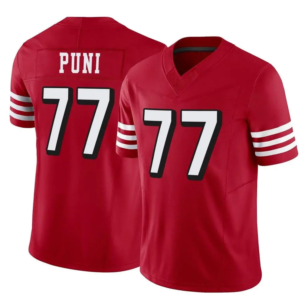 SF.49ers #77 Dominick Puni Player Red Limited Alternate Vapor F.U.S.E. Home Game Ldoa Stitched Jerseys