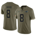 C.Panthers #8 Jaycee Horn Player Olive Salute to Service Game Ldoa Stitched Jerseys