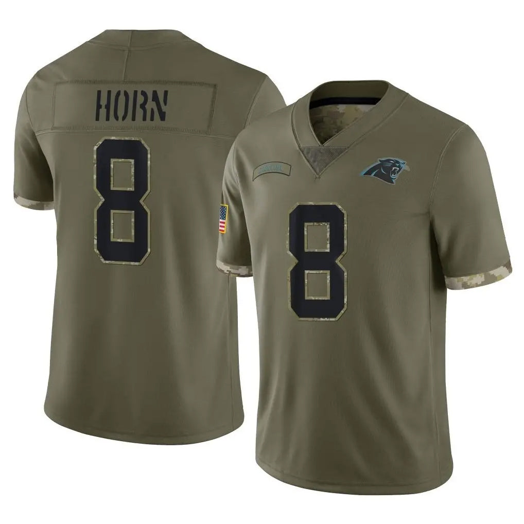 C.Panthers #8 Jaycee Horn Player Olive Salute to Service Game Ldoa Stitched Jerseys
