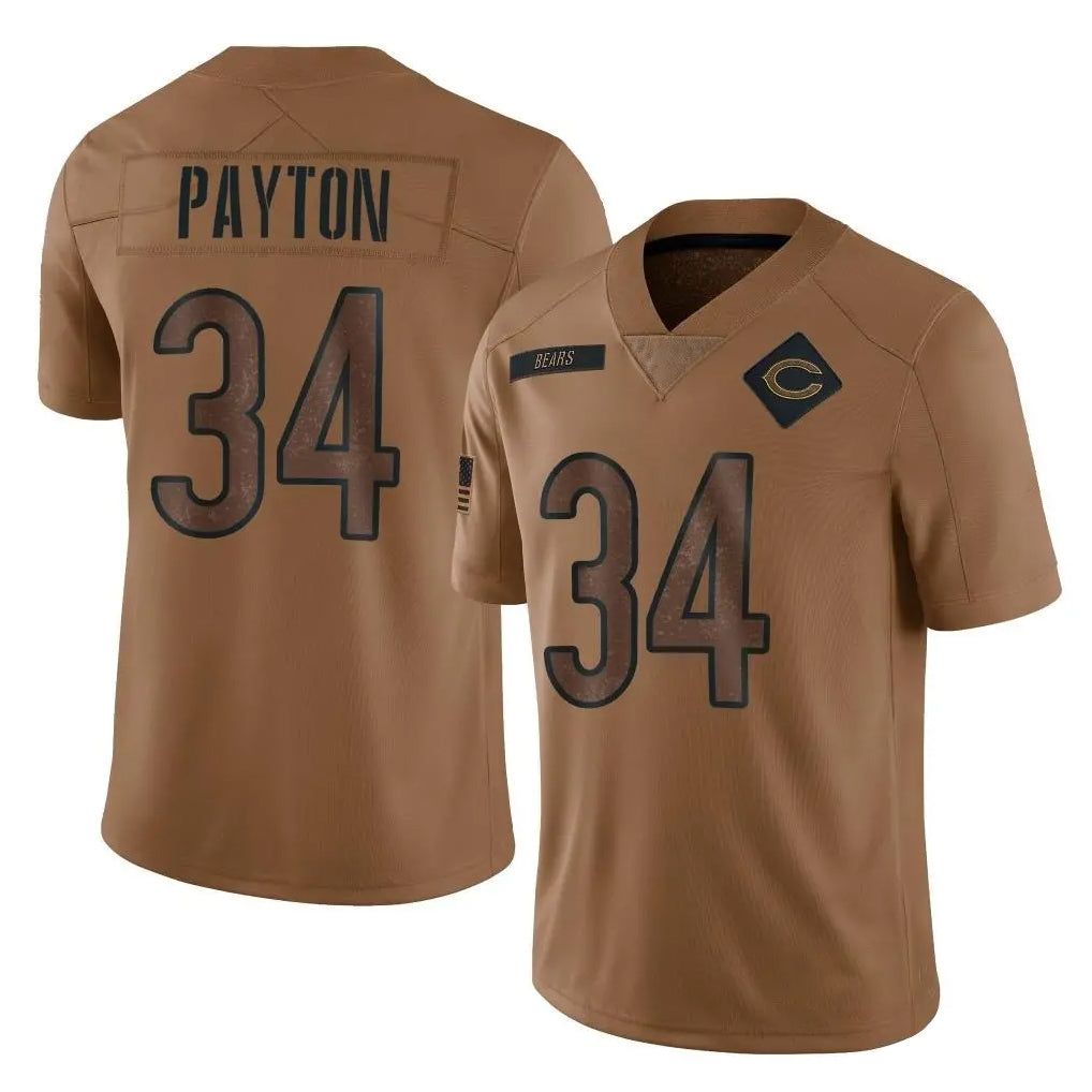 C.Bears #34 Walter Payton Player Brown Salute to Service Limited Ldoa Stitched Jerseys
