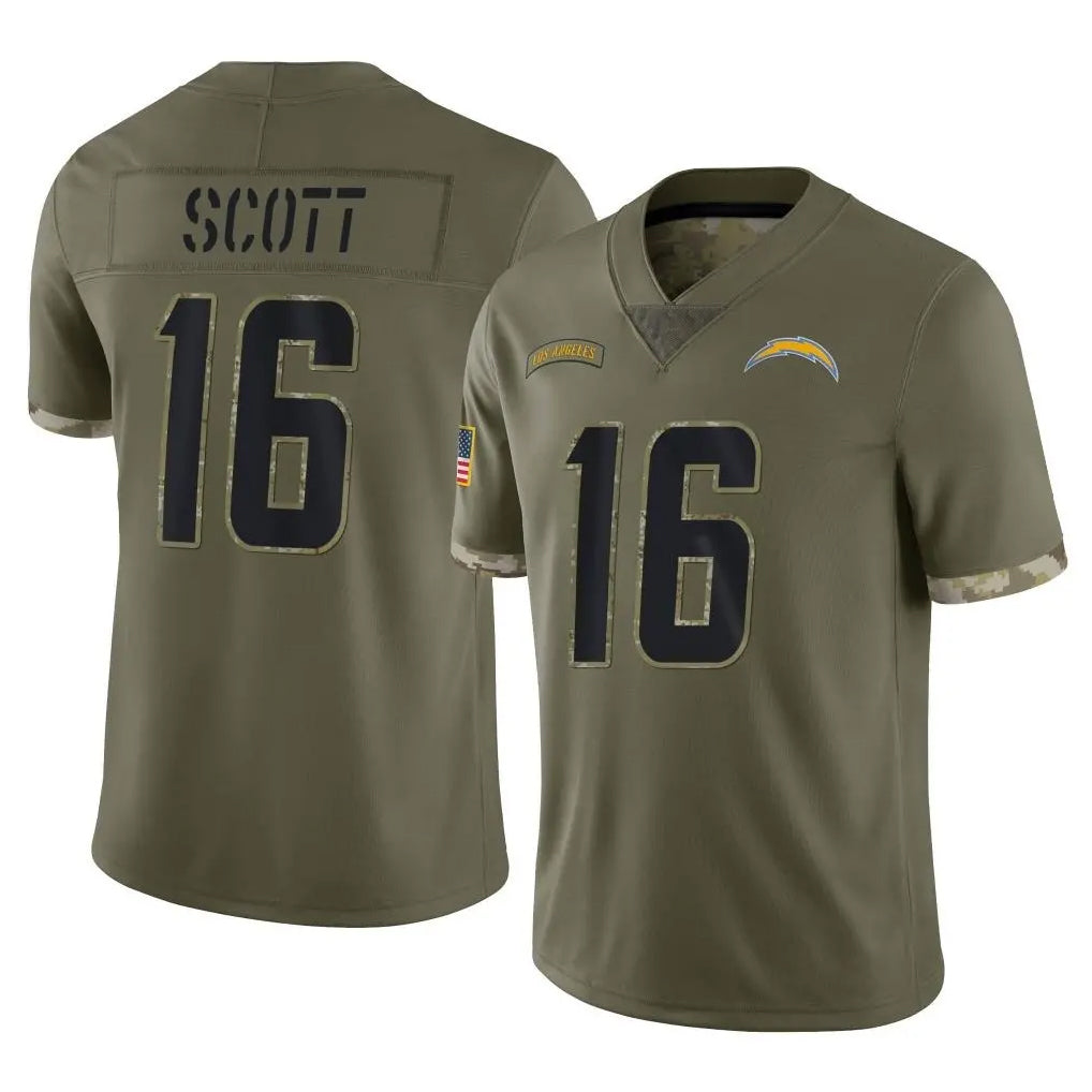 LA.Chargers #16 J.K. Scott Player Olive Salute To Service Limited Ldoa Stitched Jerseys