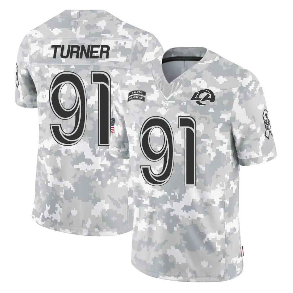 LA.Rams #91 Kobie Turner Player Arctic Camo Salute To Service Limited Game Ldoa Stitched Jerseys