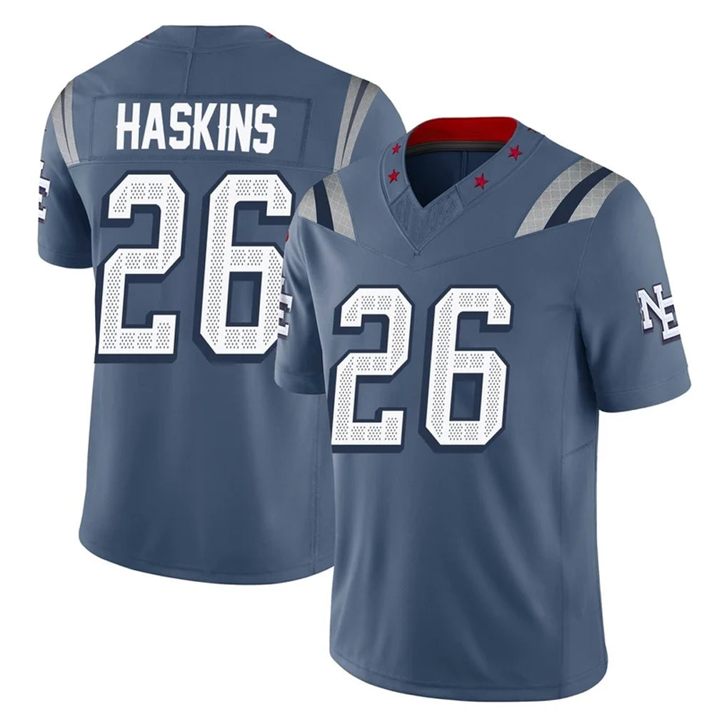 NE.Patriots #26 Hassan Haskins Player Blue Limited Rivalries Collection Home Game Ldoa Stitched Jerseys